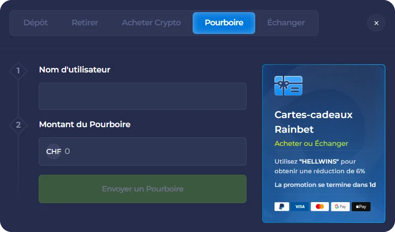 Pourboire Painbet Casino