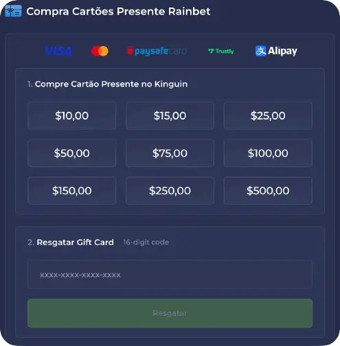 Compre cartões-presente Rainbet