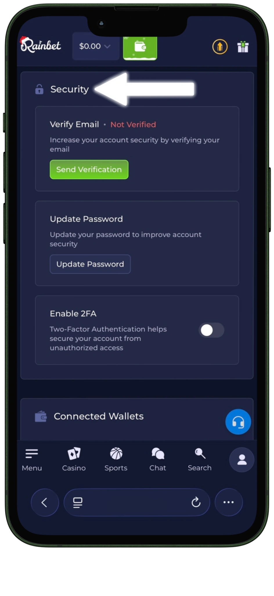 Rainbet sign up - Profile Settings Overview four Rainbet registration