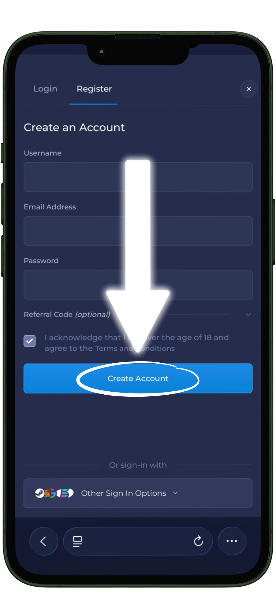create account in rainbet