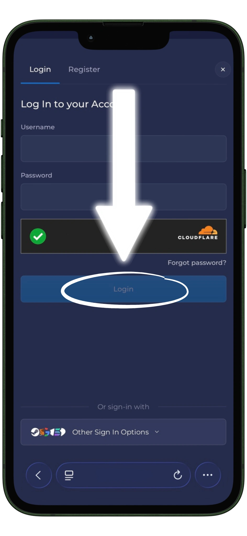 Click Login to complete sign in