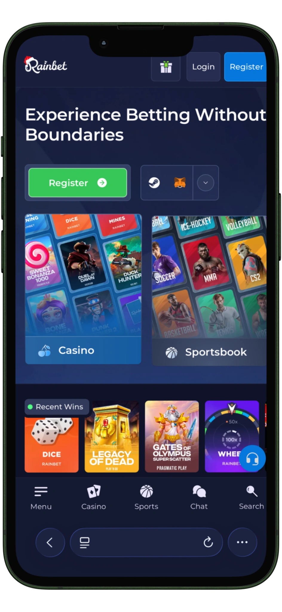 rainbet register main page